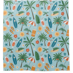 Rideaux De Douche Motif de plage d'été tropical (2)