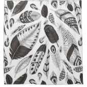 Rideaux De Douche Motif de plumes noir et blanc (Devant)