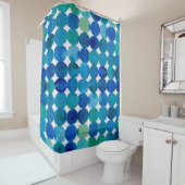 Rideaux De Douche Motif de points - bleu et vert (En situation)