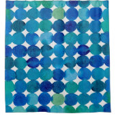 Rideaux De Douche Motif de points - bleu et vert (Devant)