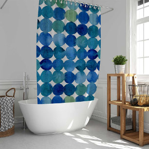 Rideaux De Douche Motif de points - bleu et vert