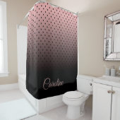 Rideaux De Douche Motif de points noirs et Roses (En situation)