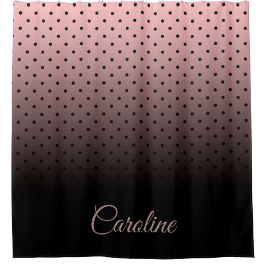 Rideaux De Douche Motif de points noirs et Roses (Devant)