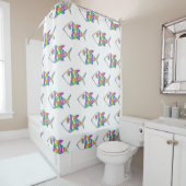 Rideaux De Douche Motif de poisson Abstrait (En situation)