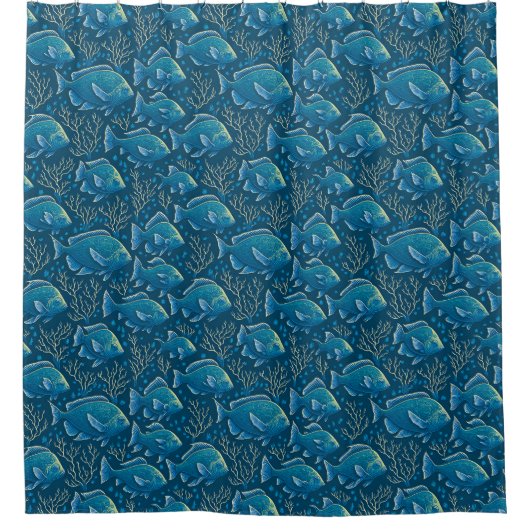 Rideaux De Douche Motif de poisson bleu (Devant)