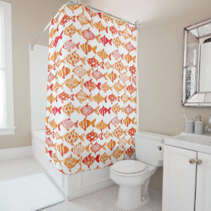 Rideaux De Douche Motif de poisson d'eau d'orange vif