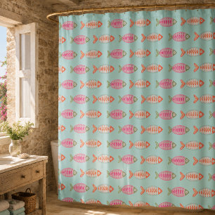 Rideaux De Douche Motif de poissons colorés de l'été côtier