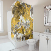 Rideaux De Douche Motif de Poppies d'aquarelle florale monochrome (En situation)