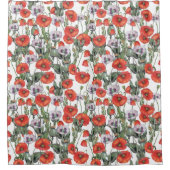 Rideaux De Douche Motif de Poppies rouges et violettes (Devant)