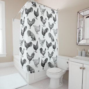 Rideaux De Douche Motif de poulet de la ferme Retro Country