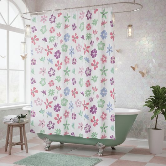 Rideaux De Douche Motif de printemps floral Whimsical