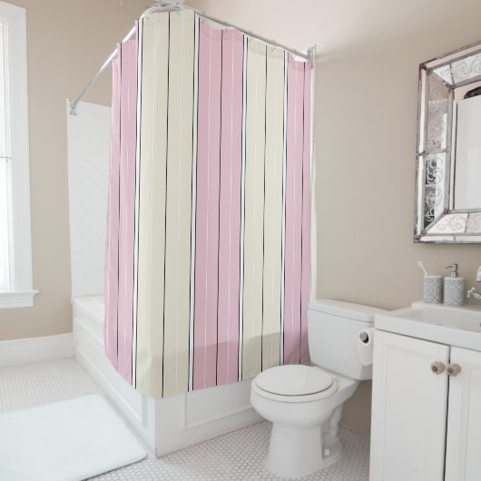 Rideaux De Douche Motif de rayure verticale de couleur douce Design (En situation)