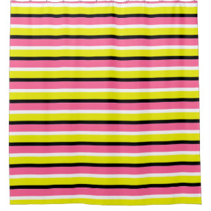 Rideaux De Douche Motif de rayures rose jaune