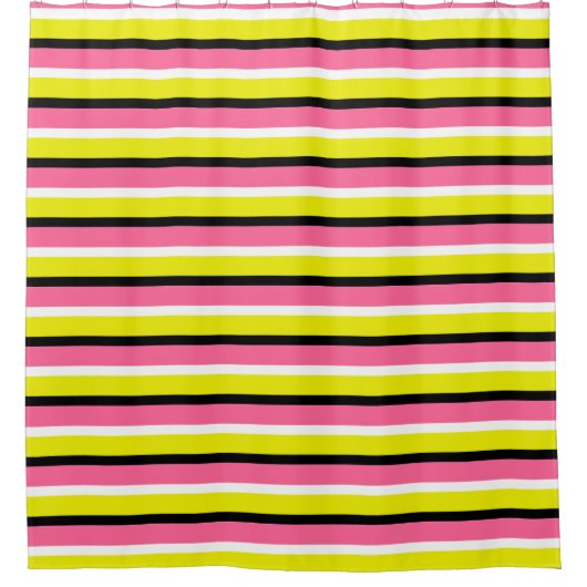 Rideaux De Douche Motif de rayures rose jaune (Devant)