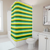 Rideaux De Douche Motif de rayures vert jaune (En situation)