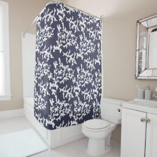 Rideaux De Douche Motif de récif de corail bleu et blanc de la Marin