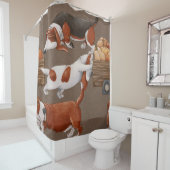 Rideaux De Douche Motif de récolte Citrouille Basset Hound (En situation)