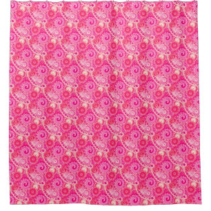 Rideaux De Douche Motif de remous de fractale, nuances de rose