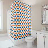 Rideaux De Douche Motif de renouveau bleu et orange (En situation)