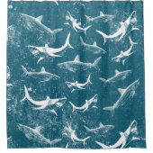 Rideaux De Douche Motif de requins bleus en détresse (Devant)