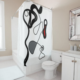 Rideaux De Douche Motif de rétention : Abstrait noir, blanc, gris et