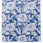 Rideaux De Douche Motif de rose blanc/bleu pâle (Devant)