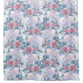 Rideaux De Douche Motif de rose de rose et de bleu (Devant)