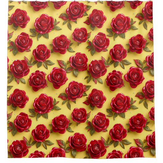 Rideaux De Douche motif de roses rouges 3d (Devant)