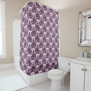 Rideaux De Douche Motif de silhouette de chat Art déco violet