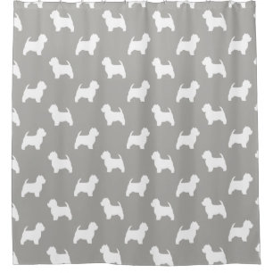 Rideaux De Douche Motif de silhouettes de Terrier blanc de montagne