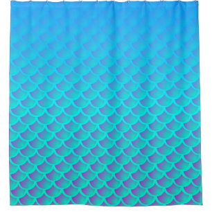 Rideaux De Douche Motif de sirène en bleu et violet Aqua