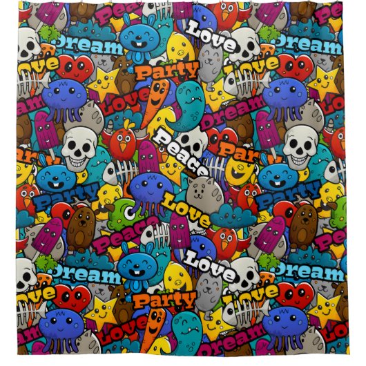 Rideaux De Douche Motif de stickers lumineux (Devant)