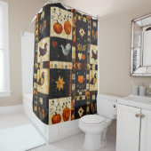 Rideaux De Douche Motif de surface composée d'art populaire primitif (En situation)
