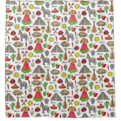 Rideaux De Douche Motif de symboles du Mexique | (Devant)