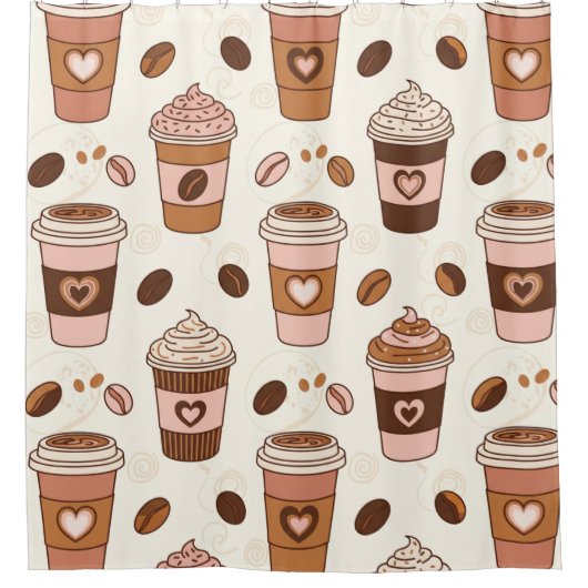 Rideaux De Douche Motif de tasse à café cosy (12) (Devant)