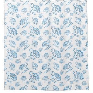 Rideaux De Douche Motif de tatouage nautique de tortue de mer mignon