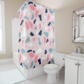 Rideaux De Douche Motif de Terrazzo rose (En situation)