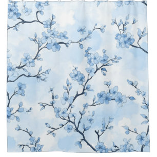 Rideaux De Douche Motif de toile florale vintage bleu (8)