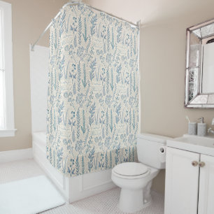 Rideaux De Douche Motif de toile française de fleur sauvage bleue vi