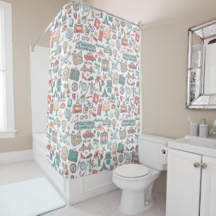 Rideaux De Douche Motif de touristes en pastel