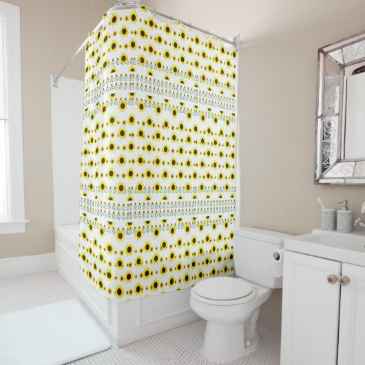 Rideaux De Douche Motif de tournesol rustique contemporain (En situation)
