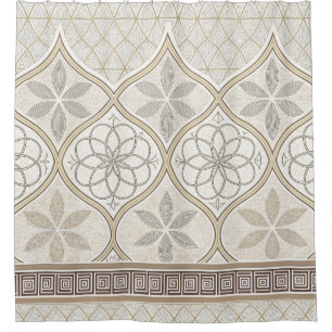 Rideaux De Douche Motif de tuiles florales géométriques (2)
