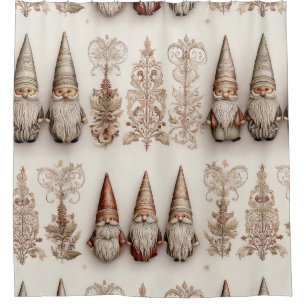 Rideaux De Douche Motif de vacances de Noël gnomes aquarelle vintage