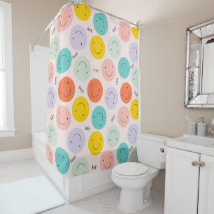 Rideaux De Douche Motif de visage joyeux souriant coloré