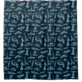 Rideaux De Douche Motif De Voyage En Motif Blues (Devant)