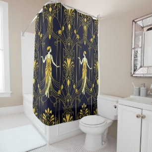 Rideaux De Douche Motif décoratif doré et noir Gabsy