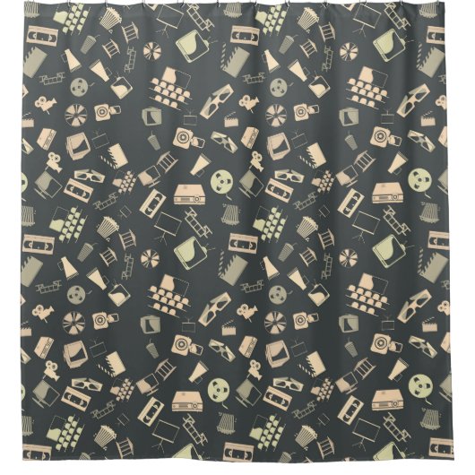 Rideaux De Douche Motif d'éléments de film rétro (Devant)