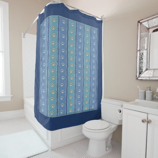 Rideaux De Douche Motif d'empreinte de patte (En situation)