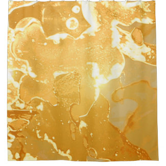 Rideaux De Douche Motif d'encre de marbre jaune doré