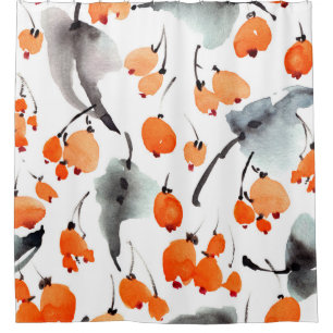 Rideaux De Douche Motif des baies d'aquarelle et de l'illustration f